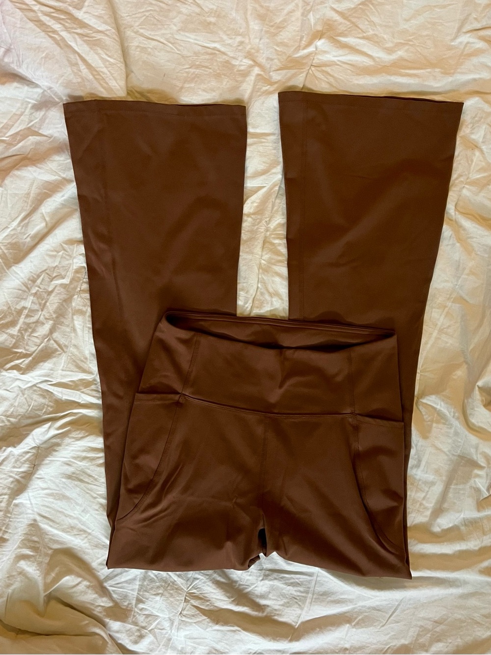 High-Rise Wide flare Leg yoga pants / leggings in Deep Brown